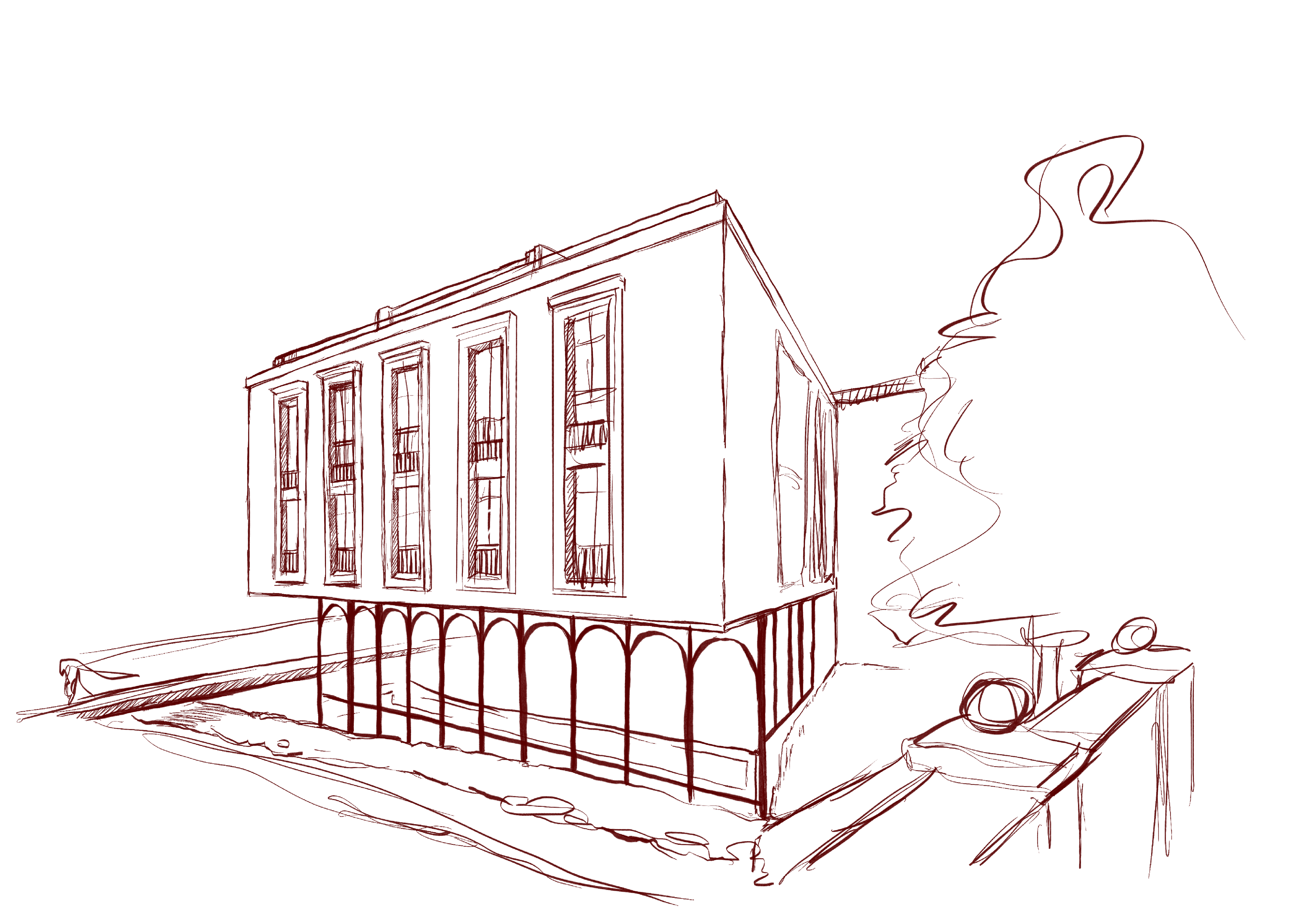 Szkic architektoniczny budynku Dajwór